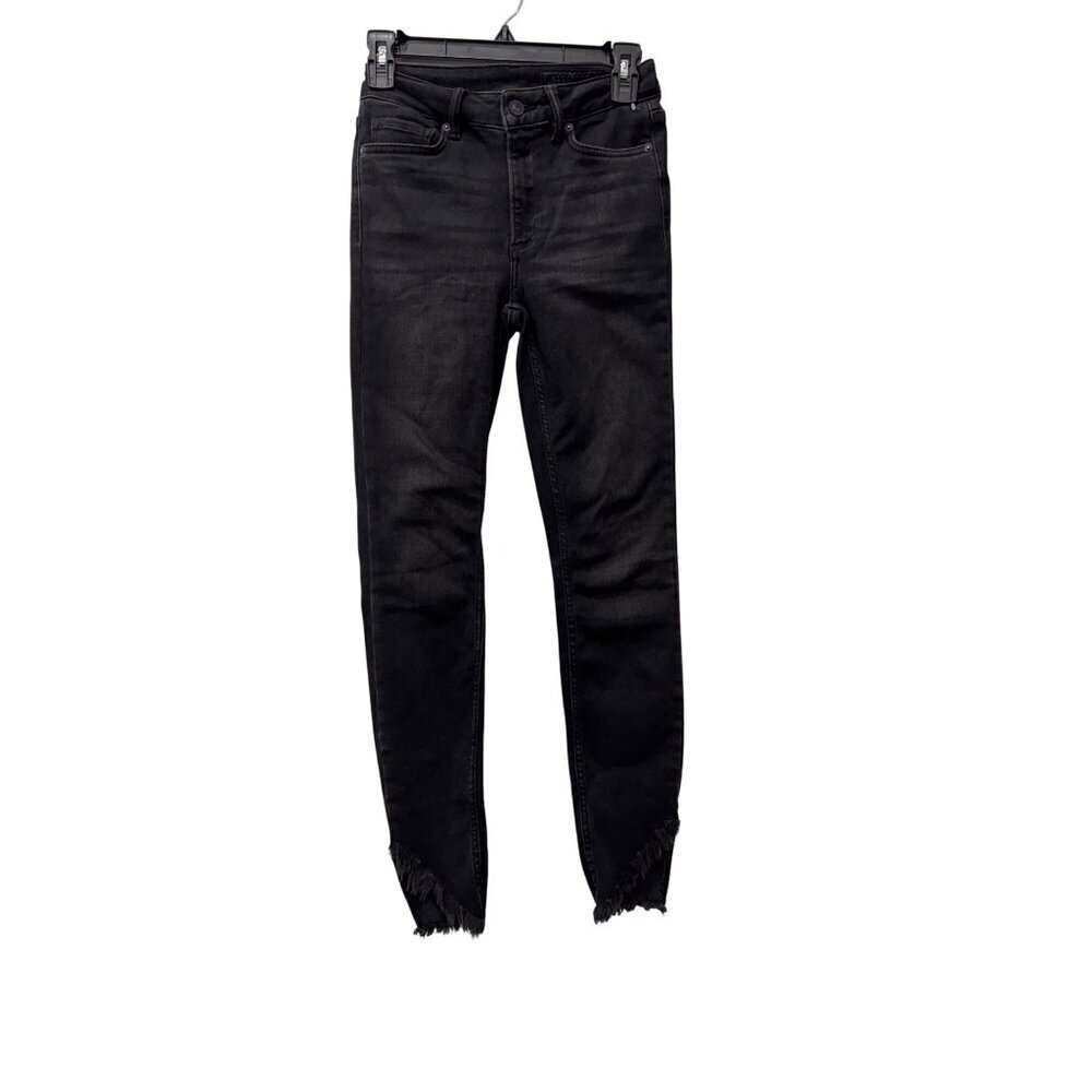 Allsaints Women's Size S Black Skinny Jeans With Frayed Hem